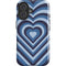 Blue Heart Pattern iPhone 16 Plus Impact Case