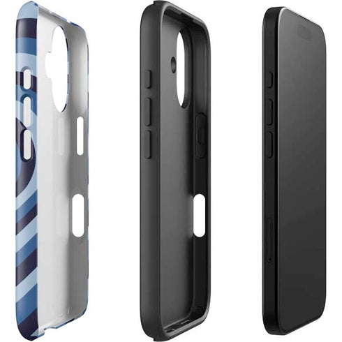 Blue Heart Pattern iPhone 16 Plus Impact Case