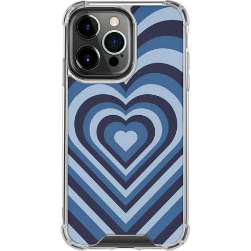 Blue Heart Pattern iPhone 16 Pro Clear Case