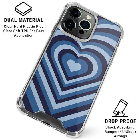 Blue Heart Pattern iPhone 16 Pro Clear Case