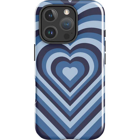 Blue Heart Pattern iPhone 16 Pro Impact Case