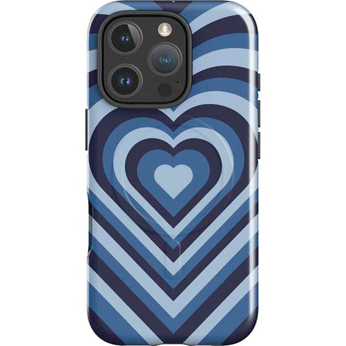 Blue Heart Pattern iPhone 16 Pro Magsafe Impact Case
