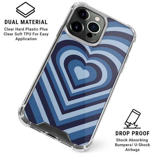 Blue Heart Pattern iPhone 16 Pro Max Clear Case