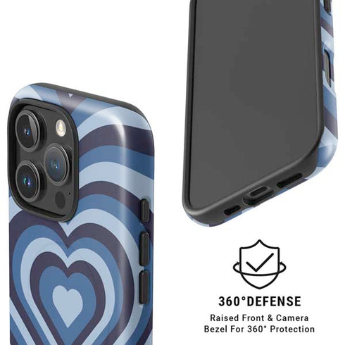 Blue Heart Pattern iPhone 16 Pro Max Magsafe Impact Case