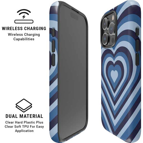 Blue Heart Pattern iPhone 16 Pro Max Magsafe Impact Case