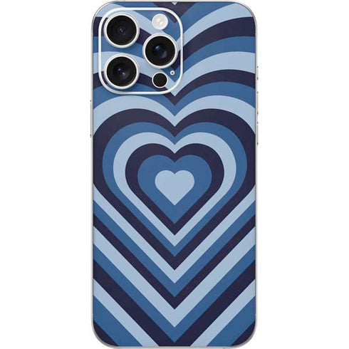 Blue Heart Pattern iPhone 16 Pro Max Skin
