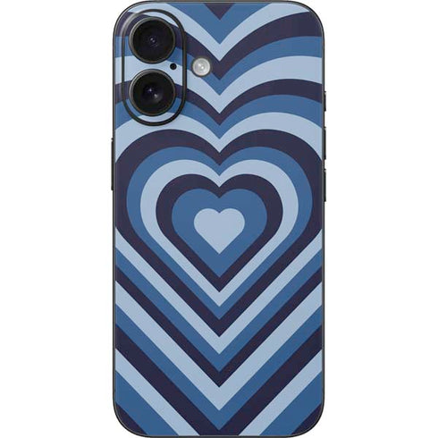 Blue Heart Pattern iPhone 16 Skin