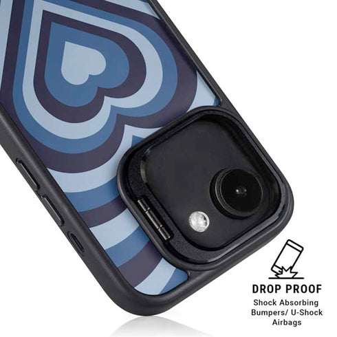 Blue Heart Pattern iPhone 16e Kickstand Case