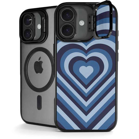 Blue Heart Pattern iPhone 17 Kickstand Case