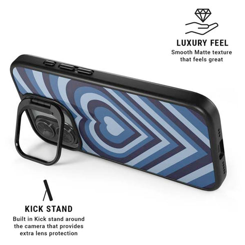 Blue Heart Pattern iPhone 17 Kickstand Case