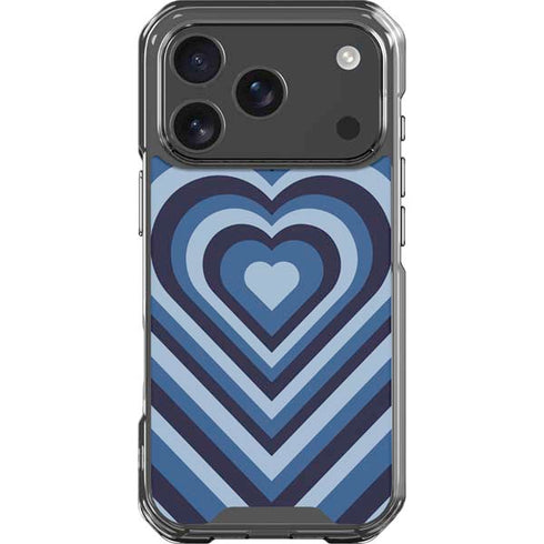 Blue Heart Pattern iPhone 17 Pro Clear Case