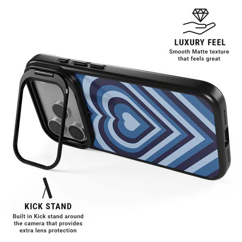 Blue Heart Pattern iPhone 17 Pro Kickstand Case