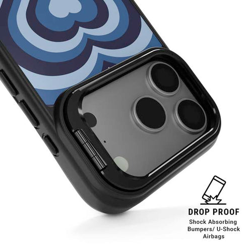 Blue Heart Pattern iPhone 17 Pro Kickstand Case