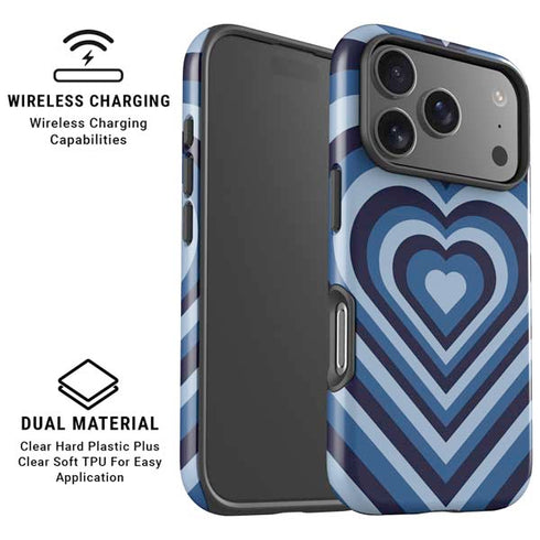 Blue Heart Pattern iPhone 17 Pro Magsafe Impact Case