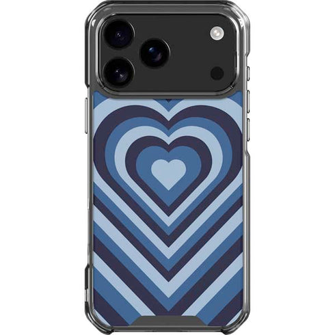 Blue Heart Pattern iPhone 17 Pro Max Clear Case