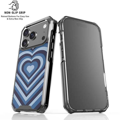 Blue Heart Pattern iPhone 17 Pro Max Clear Case