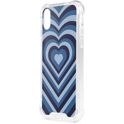 Blue Heart Pattern iPhone XS Clear Case