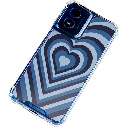 Blue Heart Pattern Moto G Play 4G (2024) Clear Case