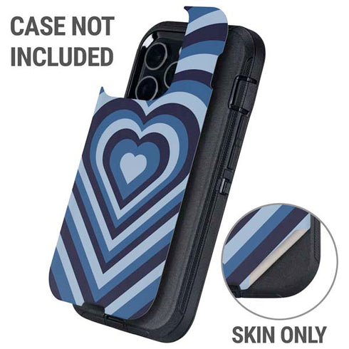 Blue Heart Pattern Otterbox Defender iPhone Skin