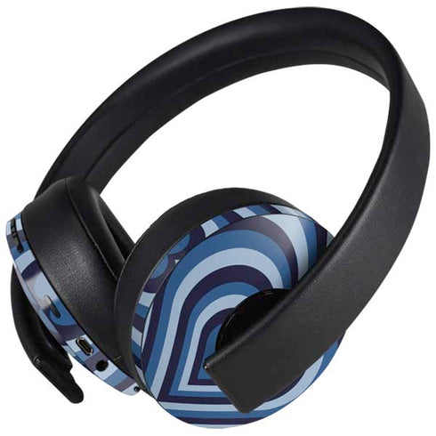 Blue Heart Pattern PlayStation 4 Gold Wireless Headset Skin