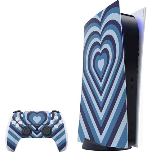 Blue Heart Pattern PlayStation PS5 Skins