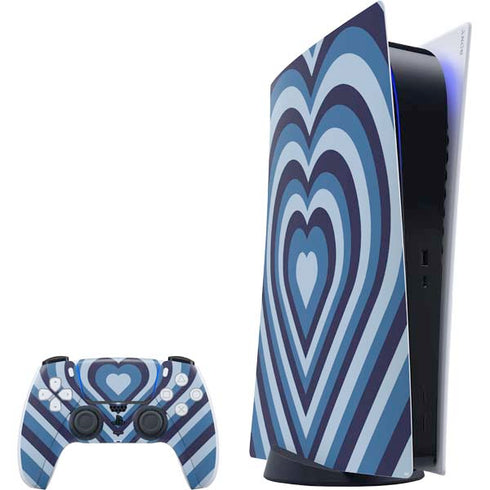 Blue Heart Pattern PlayStation PS5 Skins