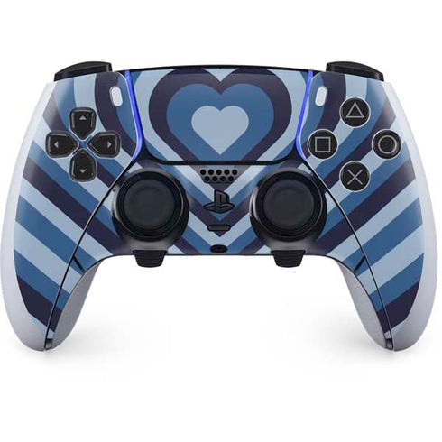 Blue Heart Pattern PS5 DualSense Edge Pro Controller Skin
