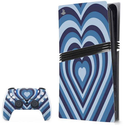 Blue Heart Pattern PlayStation PS5 Skins