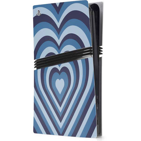 Blue Heart Pattern PS5 Pro Console Skin