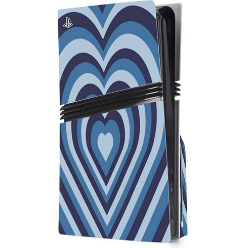 Blue Heart Pattern PS5 Pro Disk Console Skin