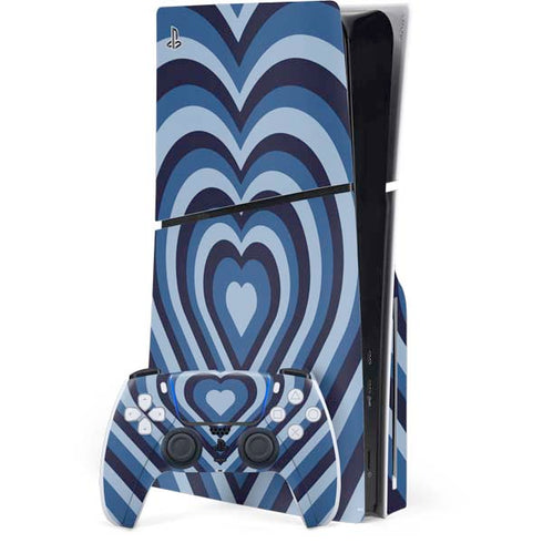 Blue Heart Pattern PlayStation PS5 Skins