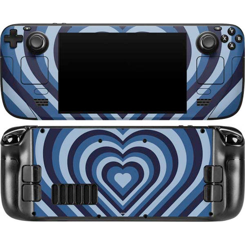 Blue Heart Pattern Steam Deck Handheld Gaming Computer OLED Skin