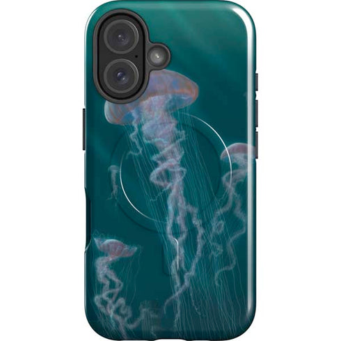 Blue Jellyfish by Vincent Hie iPhone 16 Magsafe Impact Case