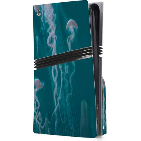 Blue Jellyfish by Vincent Hie PS5 Pro Disk Console Skin
