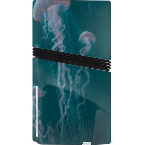 Blue Jellyfish by Vincent Hie PS5 Pro Disk Console Skin