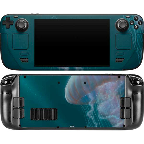 Blue Jellyfish by Vincent Hie Steam Deck Handheld Gaming Computer OLED Skin