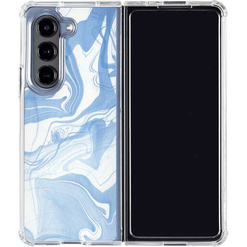 Blue Marbling Galaxy Z Fold5 5G Clear Case