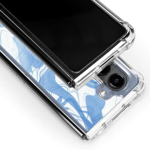 Blue Marbling Galaxy Z Fold5 5G Clear Case
