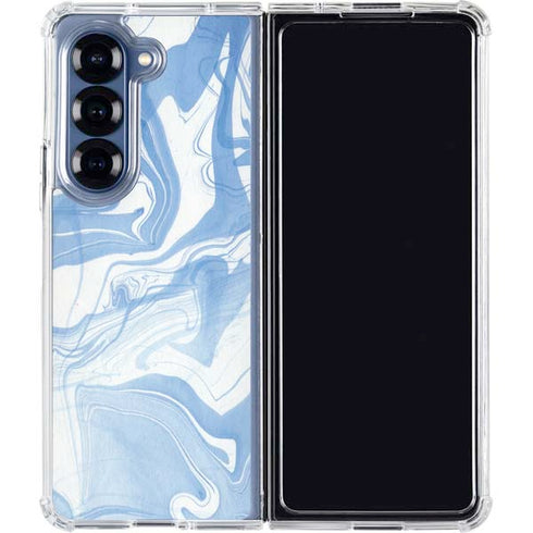 Blue Marbling Galaxy Z Fold6 Clear Case
