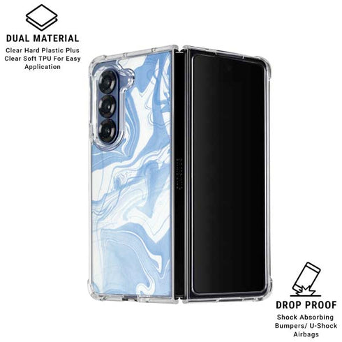 Blue Marbling Galaxy Z Fold6 Clear Case