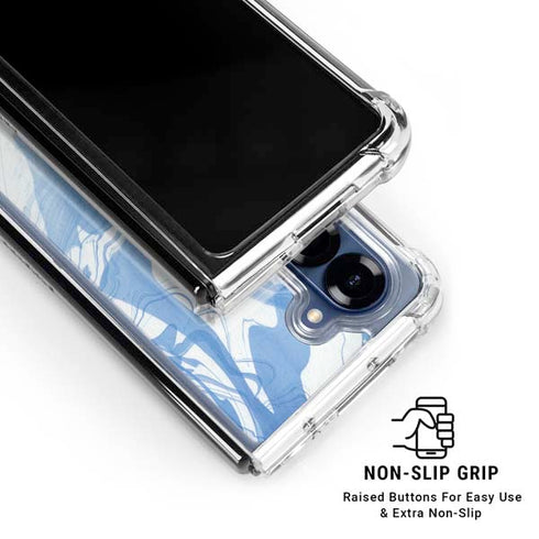 Blue Marbling Galaxy Z Fold6 Clear Case