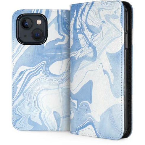 Blue Marbling iPhone 13 Folio Case