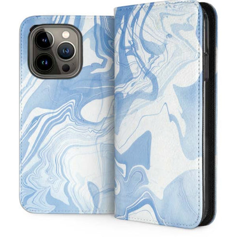 Blue Marbling iPhone 13 Pro Folio Case