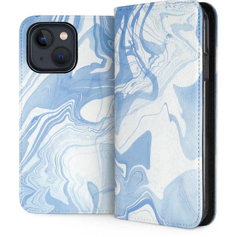 Blue Marbling iPhone 14 Folio Case