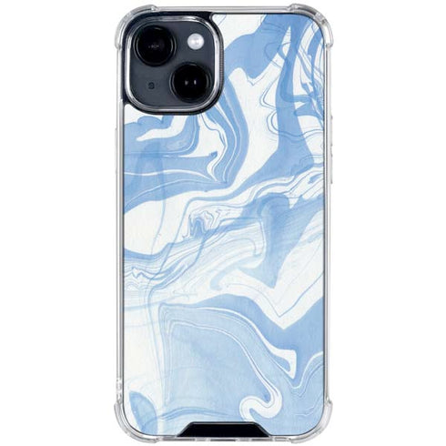 Blue Marbling iPhone 15 Clear Case