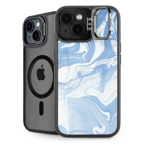 Blue Marbling iPhone 15 Kickstand Case