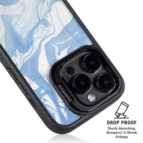 Blue Marbling iPhone 15 Pro Kickstand Case