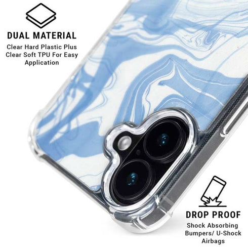 Blue Marbling iPhone 16 Clear Case