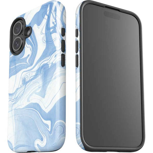 Blue Marbling iPhone 16 Impact Case