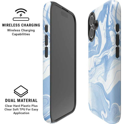 Blue Marbling iPhone 16 Magsafe Impact Case
